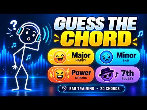 Can You Hear the 7th Chord ? Major, Minor, Power or 7th? 20-Chord Guitar Ear Training Test