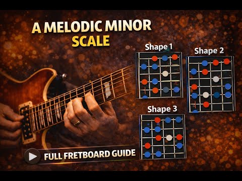 All A Melodic Minor Scale Shapes on Guitar | Complete Fretboard Guide #am #melodicminor #aminor