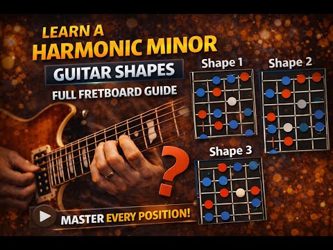 A Harmonic Minor Scale Shapes on Guitar | Full Fretboard Guide #harmonicminor #aminor